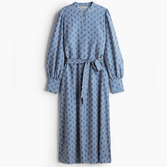 H&M A-line Dress Blue/patterned Size XS baloon Sleeve - Picture 1 of 9